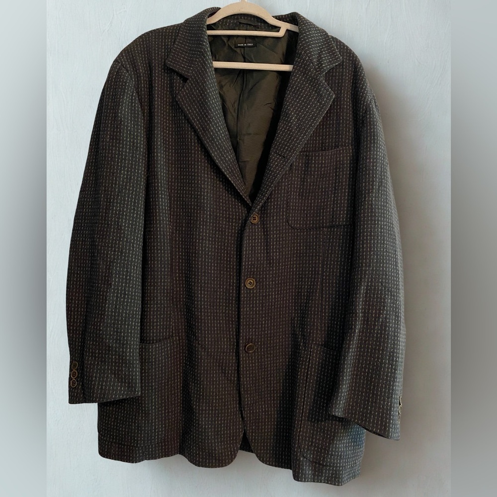 Vtg Y2K Giorgio Armani Vestimenta Spa Luxury Designer New Wool Blazer Size 54